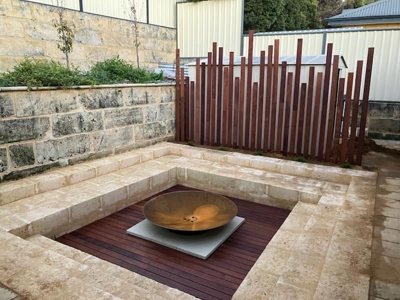 Sunken firepit courtyard